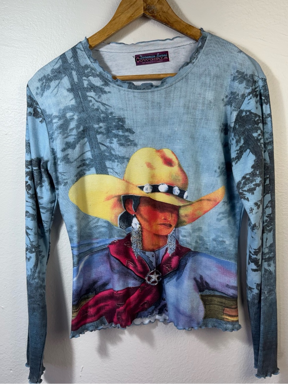 Doreman Burns Cowgirls Western Graphic Shirt Large